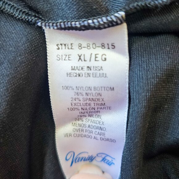 VNT Vanity Fair Lace Inset Black Olga Style Lingerie Long Sweeping Hem Size XL - Picture 5 of 11